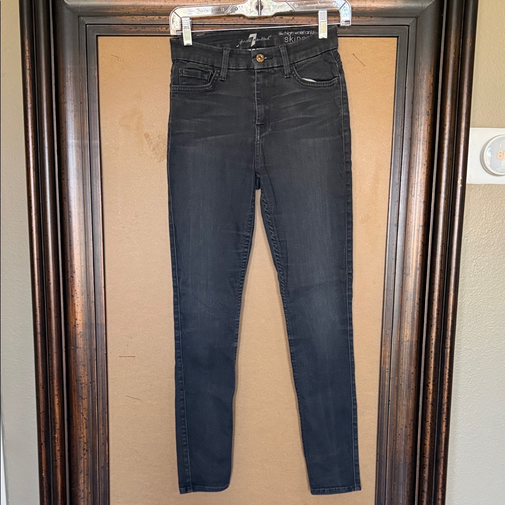 7 For All Mankind Women's High Waist Dark Gray Ankle Skinny Jeans